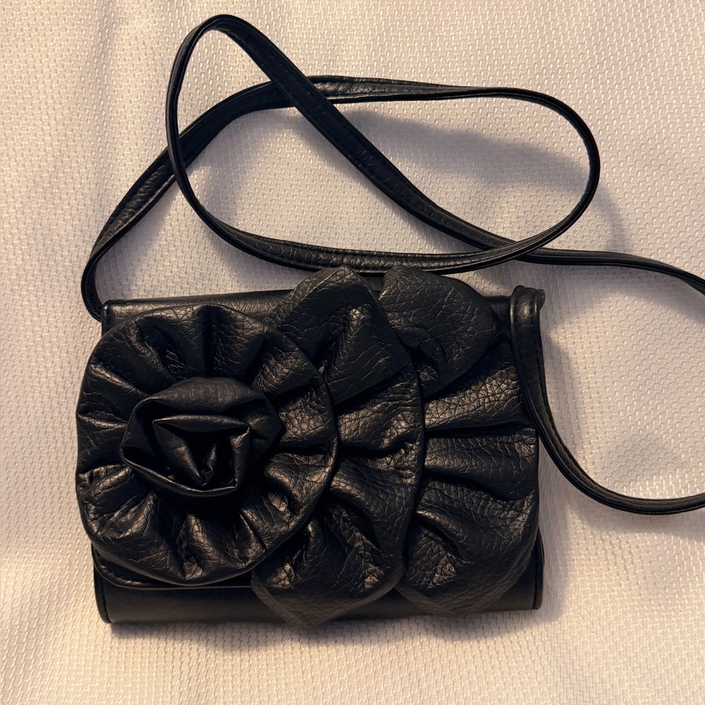 Black Floral Accent Crossbody Bag